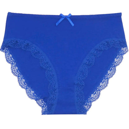 Mid-rise solid lace waist patchwork panties