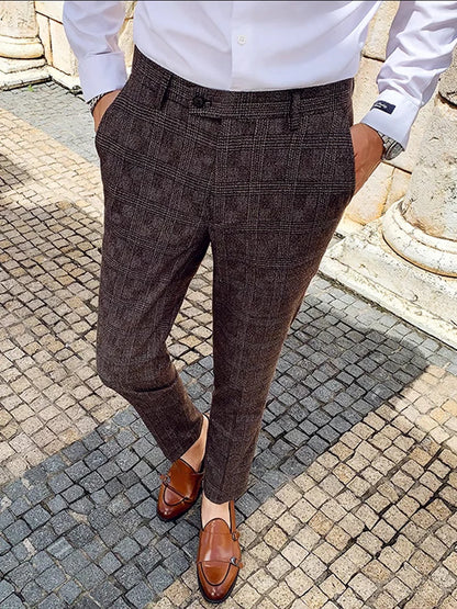 Classic Plaid and Striped Fashion Men's  Business Pants