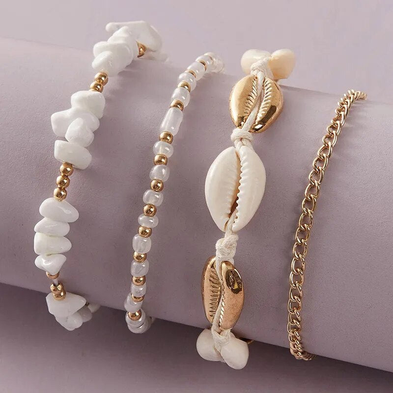 Stone Chain Anklet Set