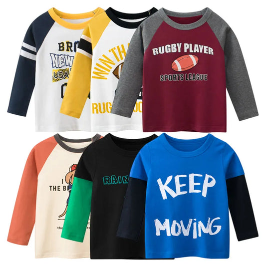 Letters Rugby Print Cotton Kids T-shirt