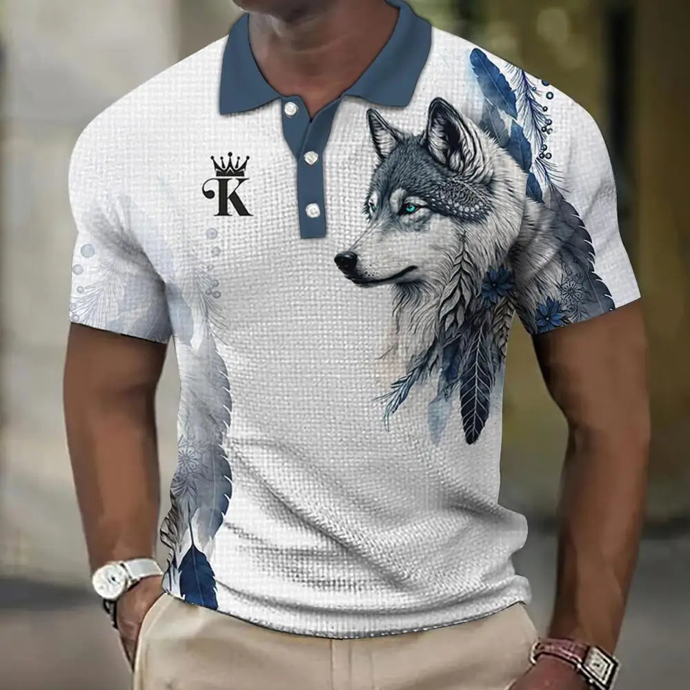 Animal Men'S Polo Shirt, 3d Lion Printing