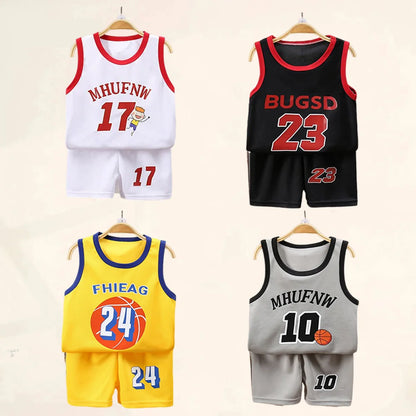 Children's Sleeveless Basketball T-shirt and Shorts