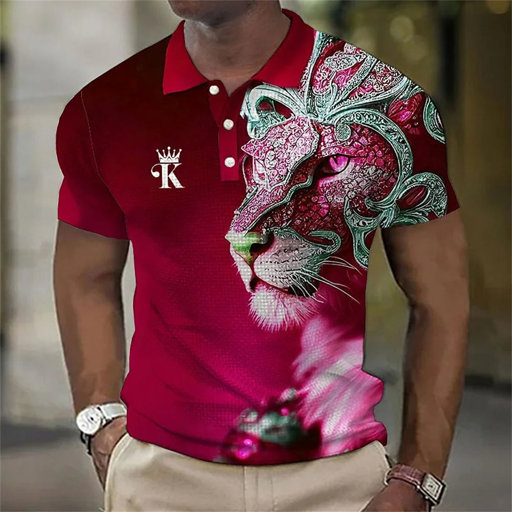 Animal Men'S Polo Shirt, 3d Lion Printing