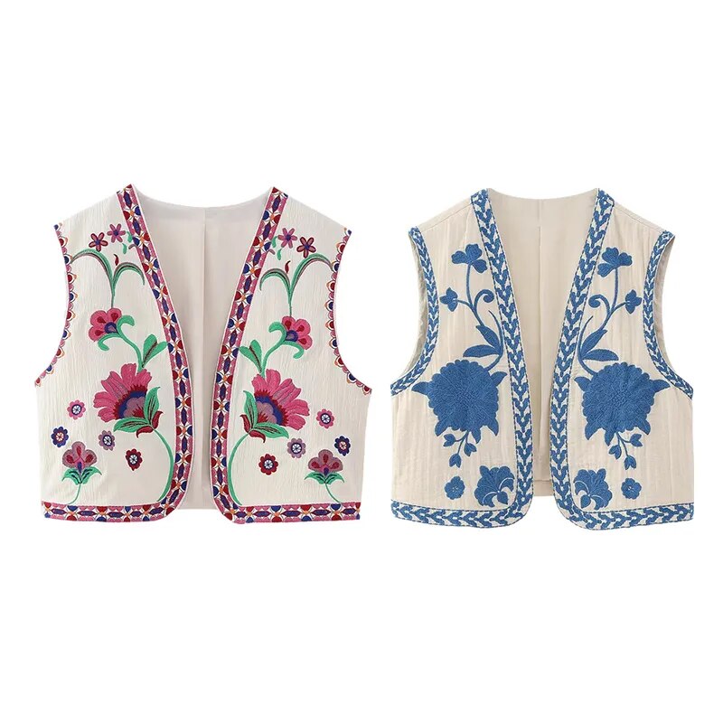 Vintage Floral Embroidered Vest