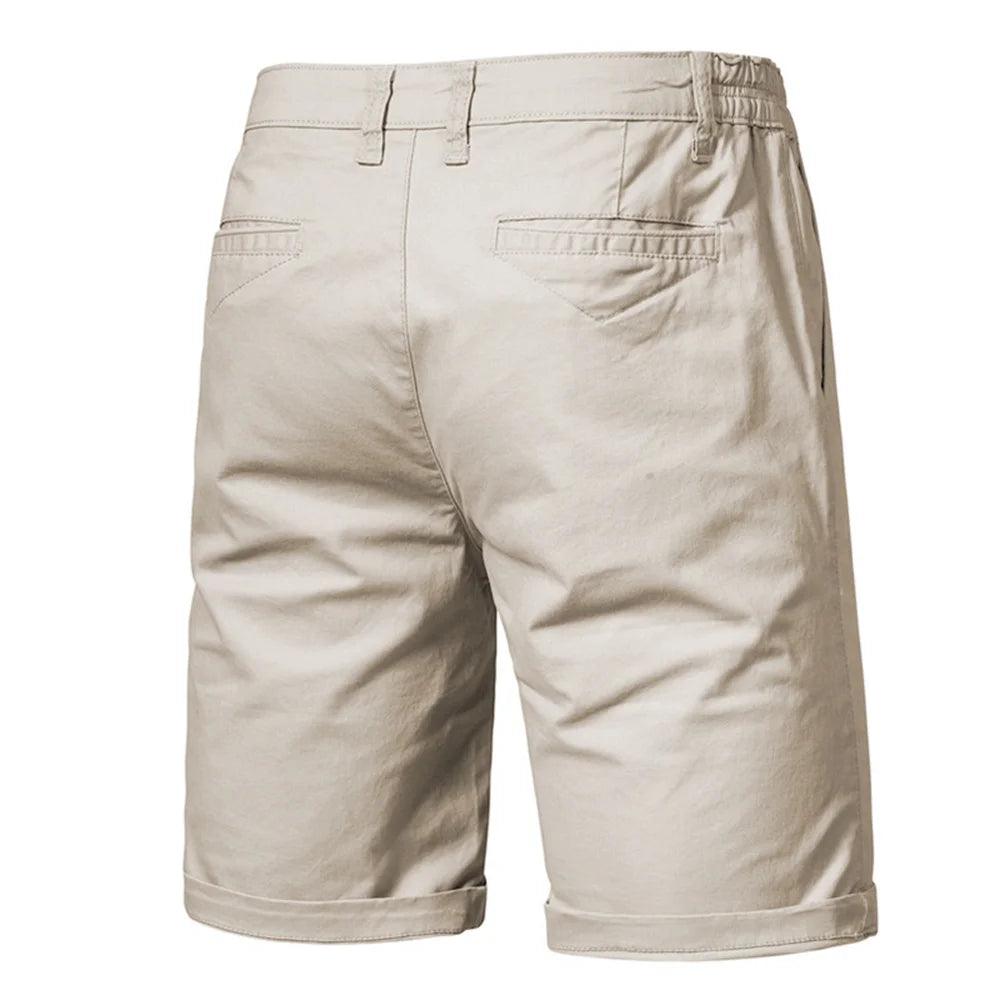 Men Cotton Knee Length Solid Beach Shorts
