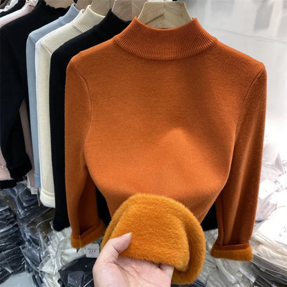 Turtleneck Slim Thicken Knitted Pullovers