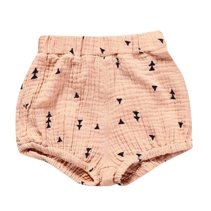 Cotton Linen Triangle Solid Dot Girls Shorts