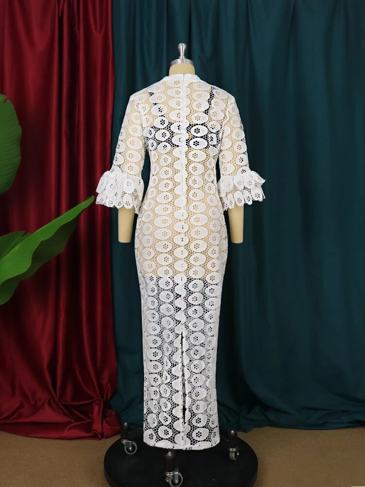 Dashiki Elegant Maxi Long White Lace