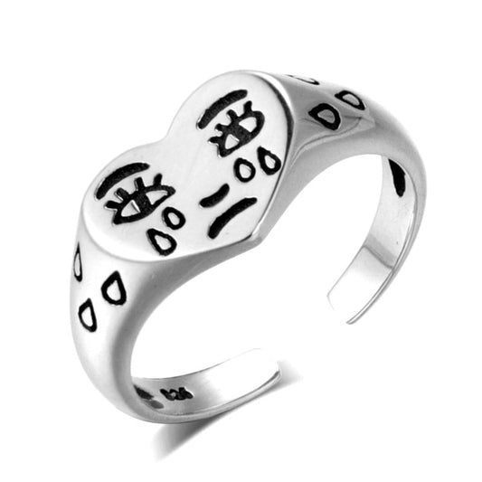 Crying Face Adjustable Ring