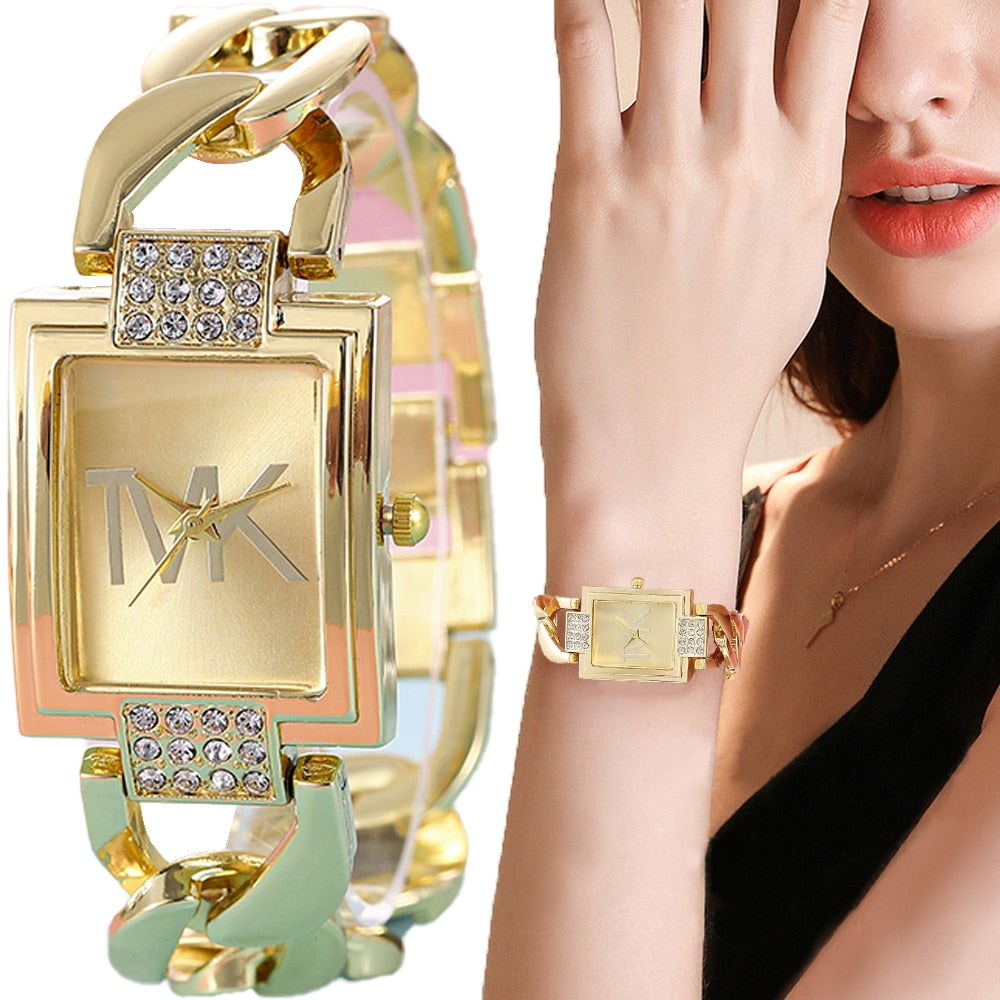 Metal Strap Square Quartz  Watch