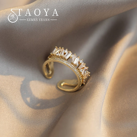 Zircon Gold Color Double Ring